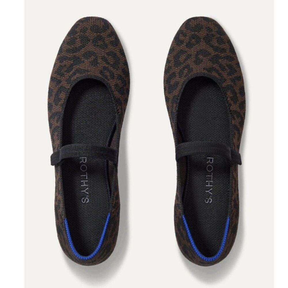 Rothy’s The Square Mary Jane Flats Classic Cheetah Leopard Print Size 11.5W